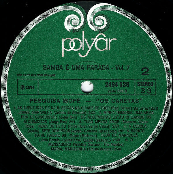 Pesquisa Ibope, Os Caretas – Samba E Uma Parada Vol. 7