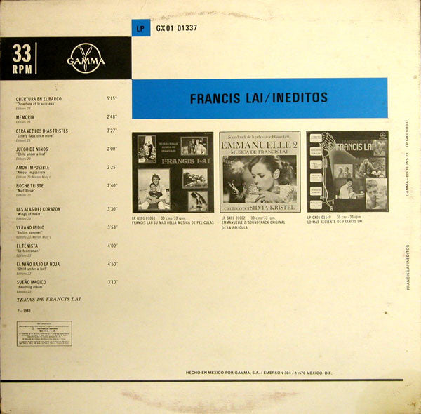 Francis Lai – Inedits