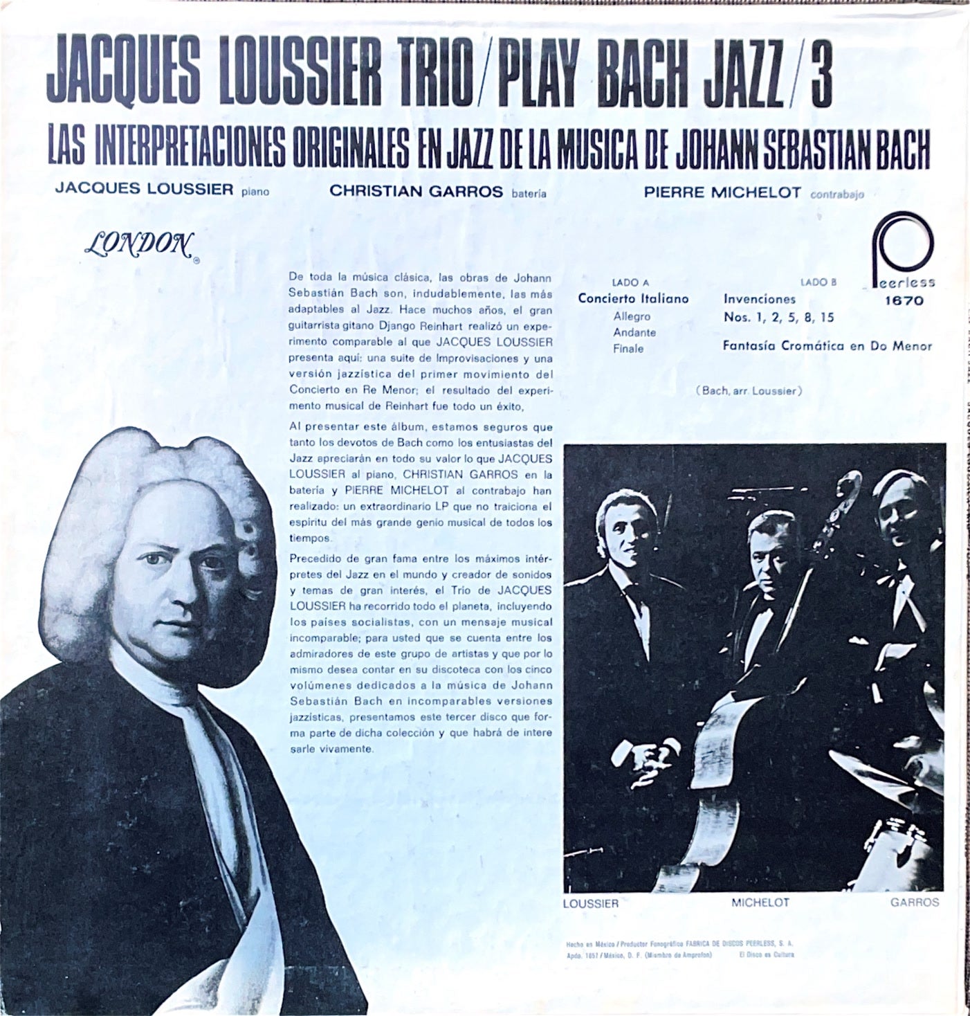 Jacques Loussier, Pierre Michelot, Christian Garros ‎– Play Bach No. 3