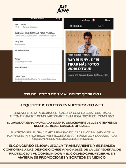 Concurso “Ultimate Bad Bunny VIP Experience" Ticket