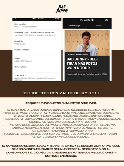 Concurso “Ultimate Bad Bunny VIP Experience" Ticket