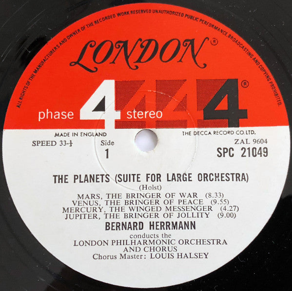 Holst - Bernard Herrmann, London Philharmonic Orchestra ‎– The Planets