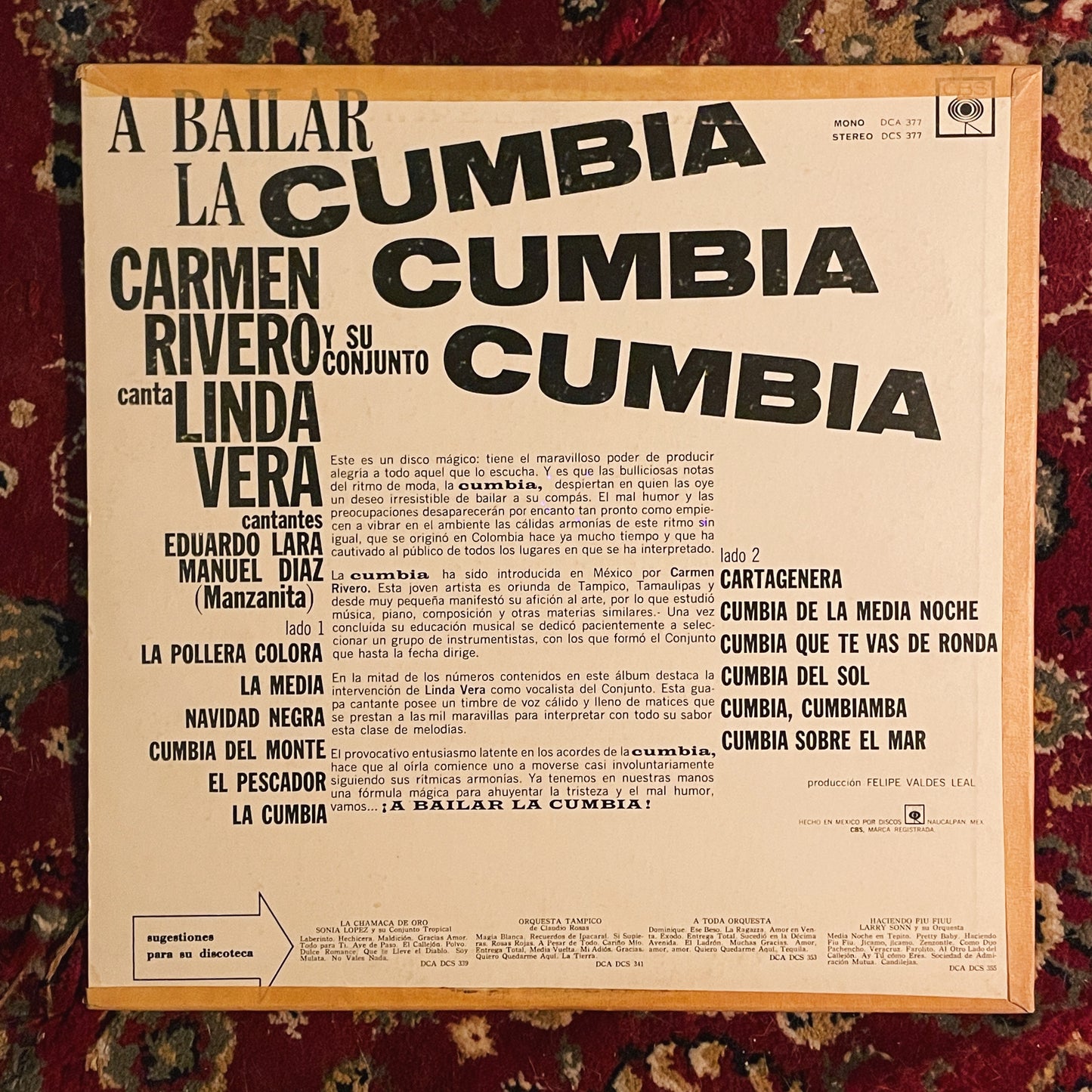 Carmen Rivero Y Su Conjunto , Canta: Linda Vera ‎– A Bailar La Cumbia