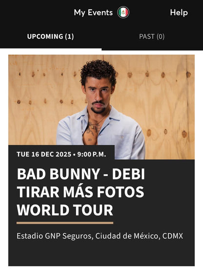 Concurso “Ultimate Bad Bunny VIP Experience" Ticket