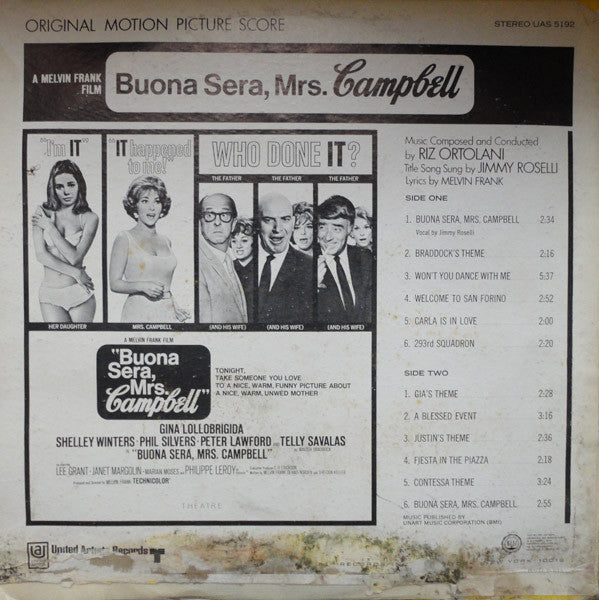 Riz Ortolani ‎– Buona Sera, Mrs. Campbell (Original Motion Picture Score)