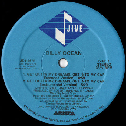 Billy Ocean ‎– Get Outta My Dreams, Get Into My Car