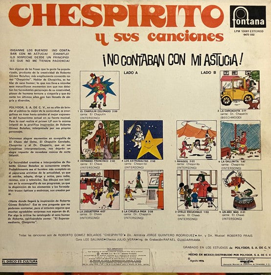 Chespirito ‎– Chespirito Y Sus Canciones ¡No Contaban Con Mi Astucia!