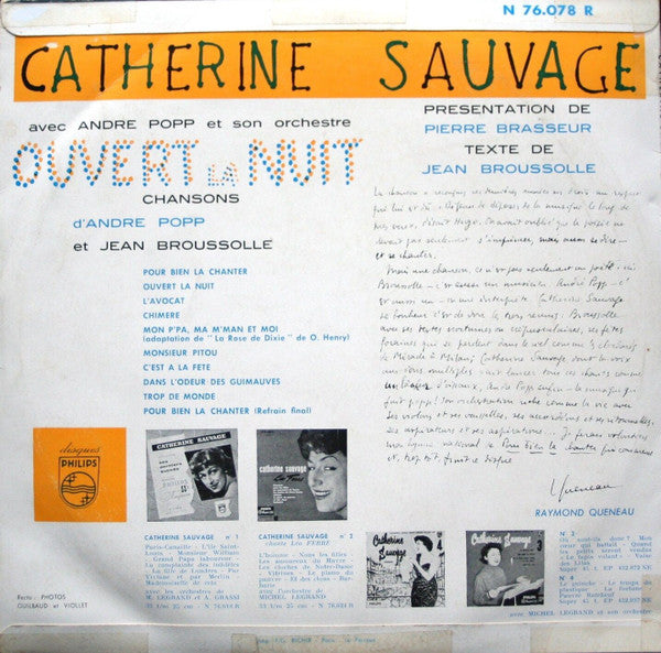 Catherine Sauvage ‎– Ouvert La Nuit