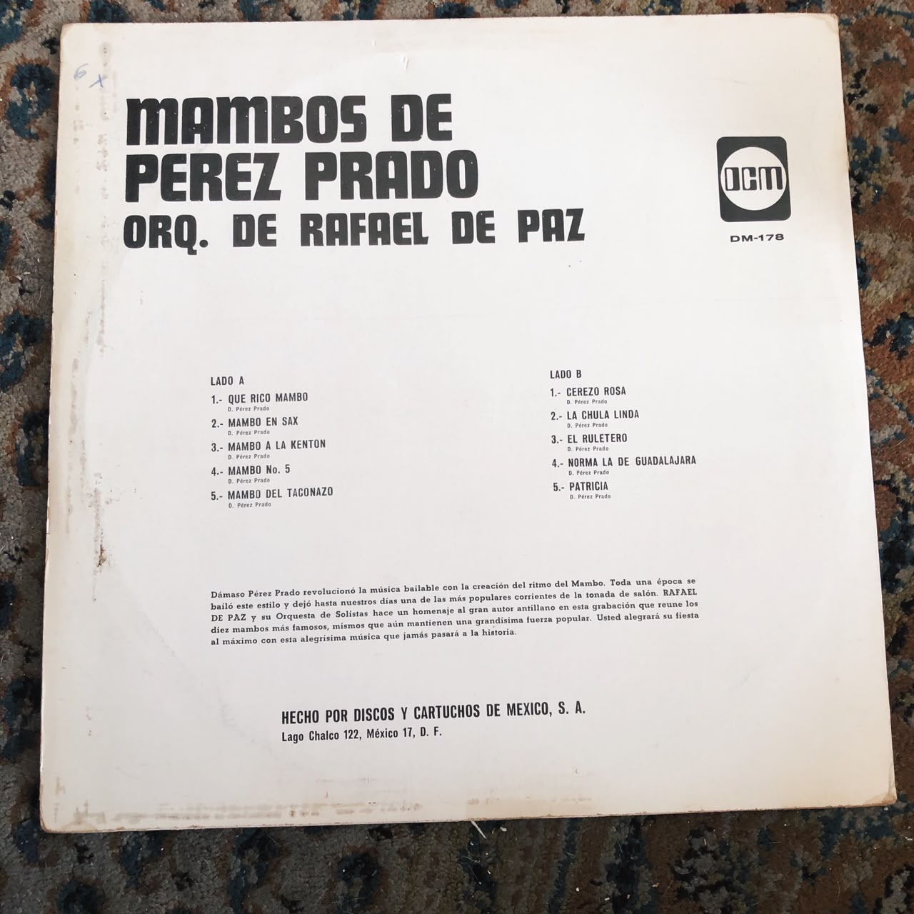 Orquesta Rafael De Paz – Mambos De Perez Prado